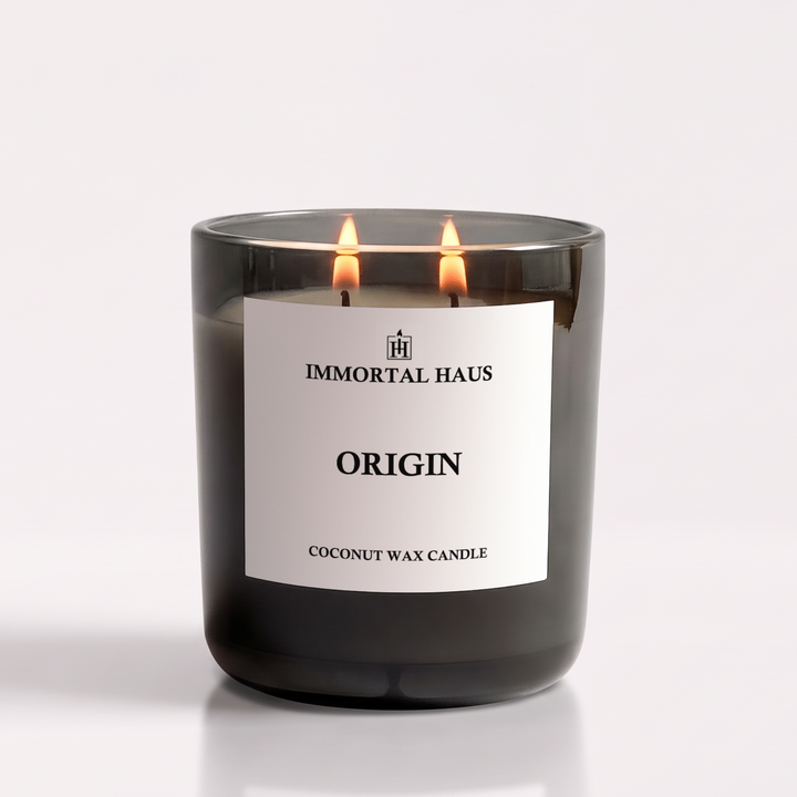 Origin luxury coconut wax candle, peppermint, eucalyptus, coconut milk scent, 12oz with two cotton wicks.