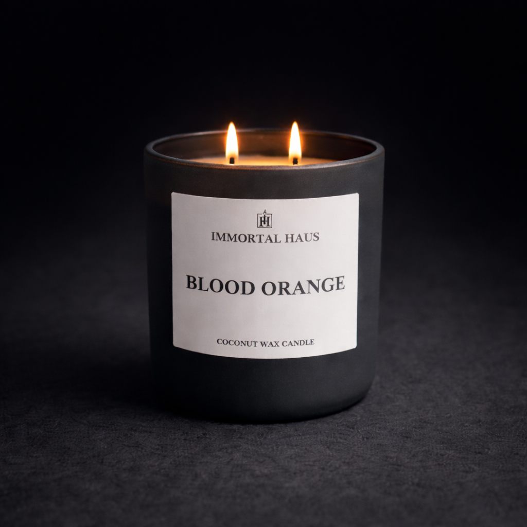 Blood Orange luxury coconut wax candle, citrus and spices scent, 12oz with two cotton wicks.