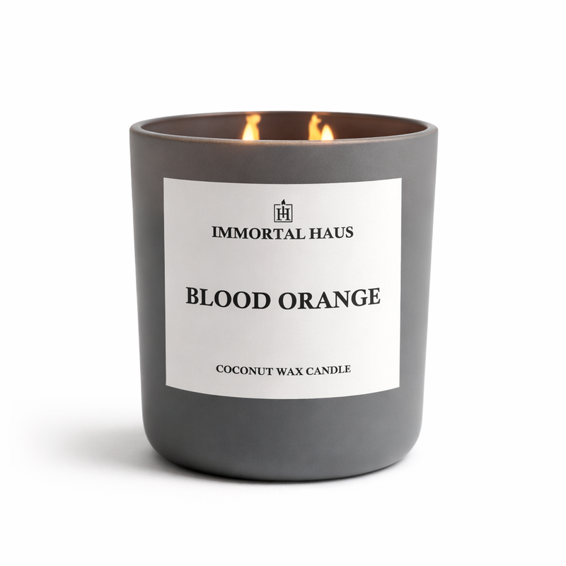 Blood Orange luxury coconut wax candle, citrus and spices scent, 12oz with two cotton wicks.