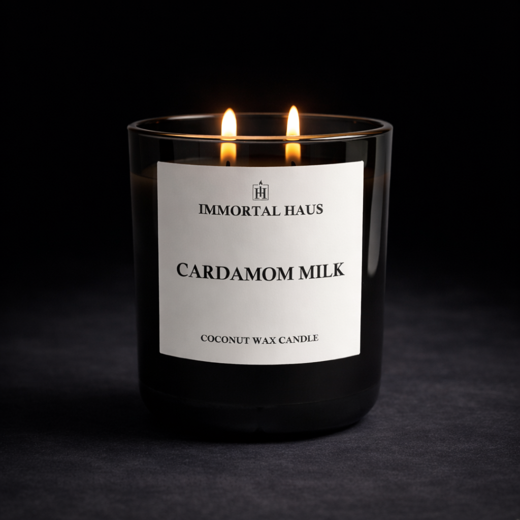 Cardamom Milk luxury coconut wax candle, black cardamom, vanilla and tonka bean scent, 12oz with two cotton wicks.
