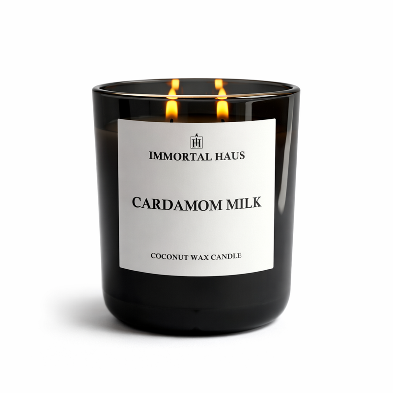 Cardamom Milk luxury coconut wax candle, black cardamom, vanilla and tonka bean scent, 12oz with two cotton wicks.
