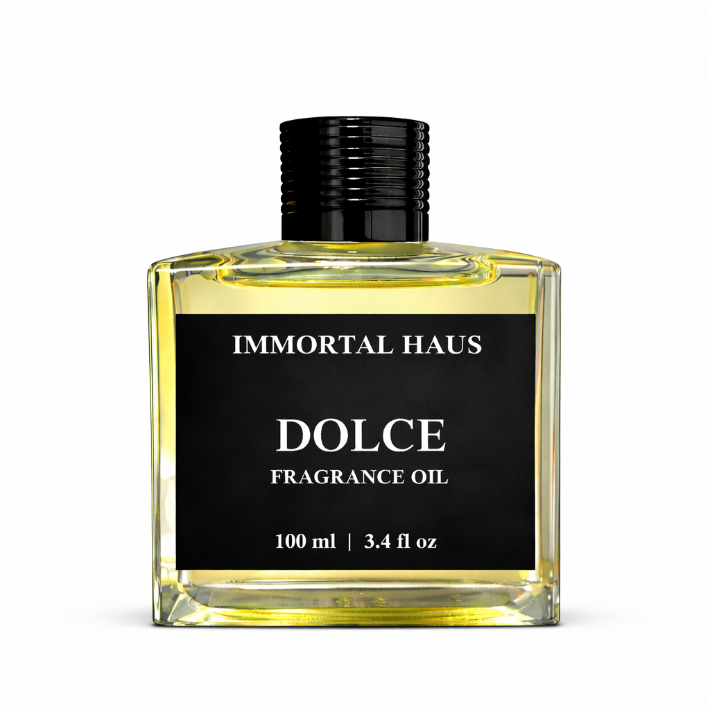 Dolce fragrance oil in glass bottle, pistachio and amaretto scent, for cold air diffusers