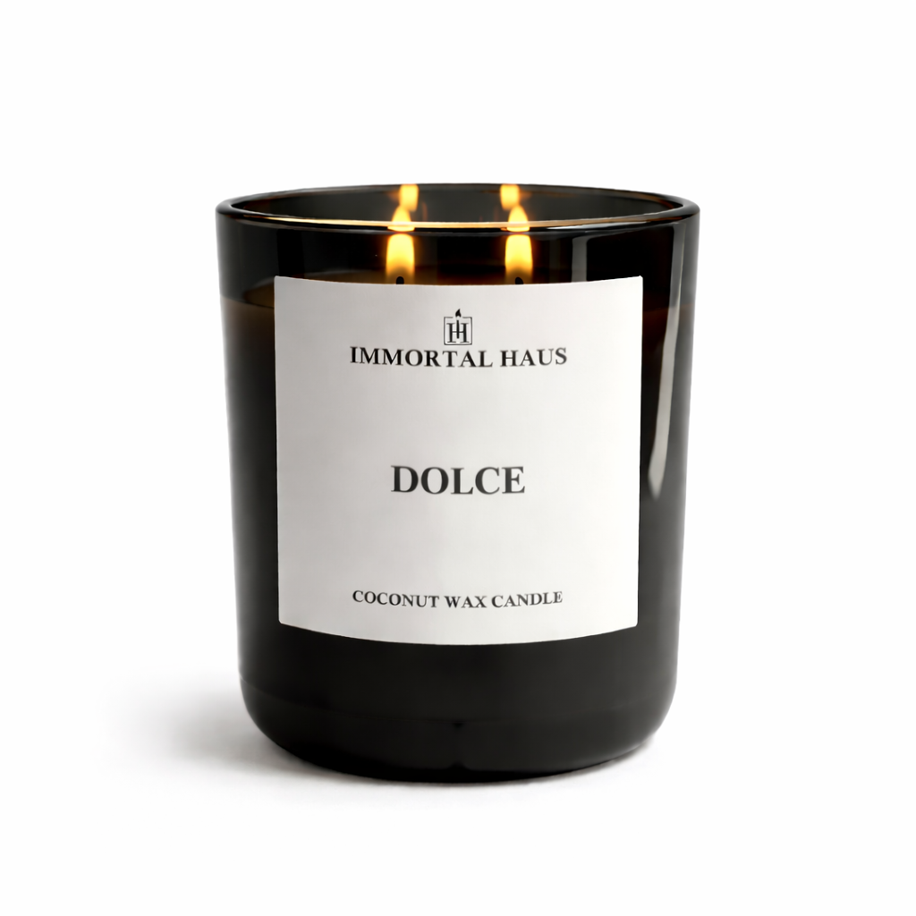 Dolce luxury coconut wax candle, amaretto and pistachio scent, 12oz with two cotton wicks.