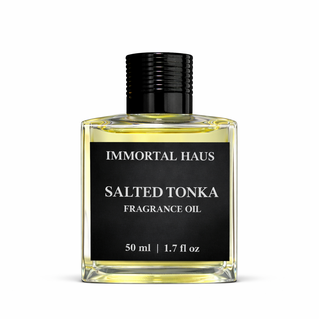Salted Tonka fragrance 50 ml oil in glass bottle, sea salt and amber scent, for cold air diffusers