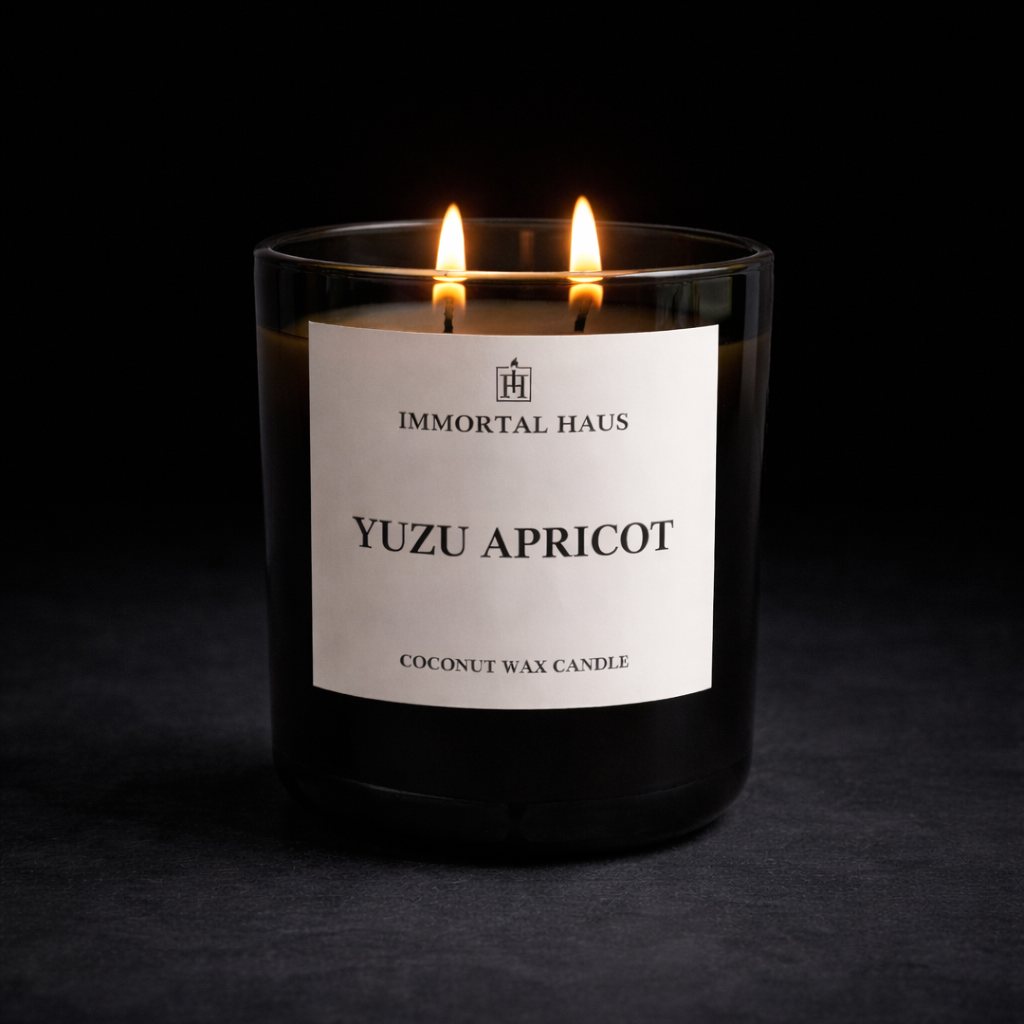 Yuzu Apricot luxury coconut wax candle, yuzu and hinoki scent, 12oz with two cotton wicks
