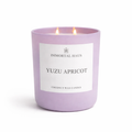 Yuzu Apricot luxury coconut wax candle, yuzu, apricot, and hinoki scent, 12oz with two cotton wicks. lilac vessel